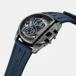 Police Quartz Multifunction Black Dial Blue Silicon Strap Watch For Men - Image 2