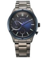 Titan Stellar Multifunction Blue Dial Grey Stainless Steel Strap Watch For Men