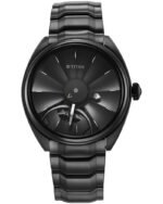 Titan Stellar Automatic Black Dial Stainless Steel Strap Watch for Men