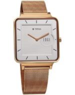 Titan Edge Quad Quartz Analog White Dial With Rose Gold Stainless Steel Strap Watch For Men - Image 3