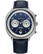 Titan Timeless Treasures Quartz Analog Dual Time Blue Dial With Blue Color Leather Strap Watch For Men
