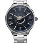 Titan Stellar Analog with Sun Moon Phase and Blue Dial Silver Stainless Steel Strap Watch for Men