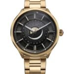 Titan Stellar Analog with Sun Moon Phase and Black Dial Carnation Gold Stainless Steel Strap Watch for Men