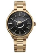 Titan Stellar Analog with Sun Moon Phase and Black Dial Carnation Gold Stainless Steel Strap Watch for Men