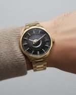 Titan Stellar Analog with Sun Moon Phase and Black Dial Carnation Gold Stainless Steel Strap Watch for Men - Image 4