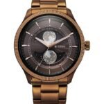 Titan Stellar Analog with Dual Moon Phase and Brown Dial IP Bronze Stainless Steel Strap Watch for Men