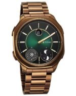 Titan Stellar Jumping Hour Micromotors Zodiac Analog with Dual Moonphase and Green Dial IP Bronze Stainless Steel Watch for Men - Image 3