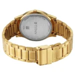 Titan Karishma Quartz Analog Black Dial Golden Stainless Steel Strap Watch For Men - Image 3