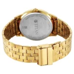 Titan Karishma Festive Analog with Golden Dial Full Roman Numerals Yellow Gold Stainless Steel Strap Watch for Men - Image 4