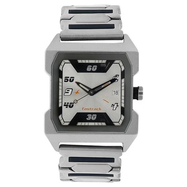 1474SM01_1 Fastrack Quartz Analog Silver Dial Stainless Steel Strap Watch for Guys - Image 1