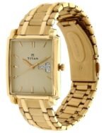 Titan Quartz Analog with Day and Date Champagne Dial Stainless Steel Strap watch for Men - Image 3