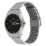 Titan Quartz Analog with Day and Date Black Dial Stainless Steel Strap Watch for Men