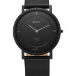 Titan Edge Black Dial Quartz Leather Strap Watch for Men