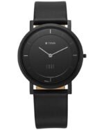 Titan Edge Black Dial Quartz Leather Strap Watch for Men