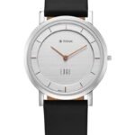 Titan Edge Quartz Analog White Dial Blue Leather Strap Watch For Men