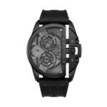 Police Quartz Multifunction Black Dial Black Silicon Strap Watch For Men