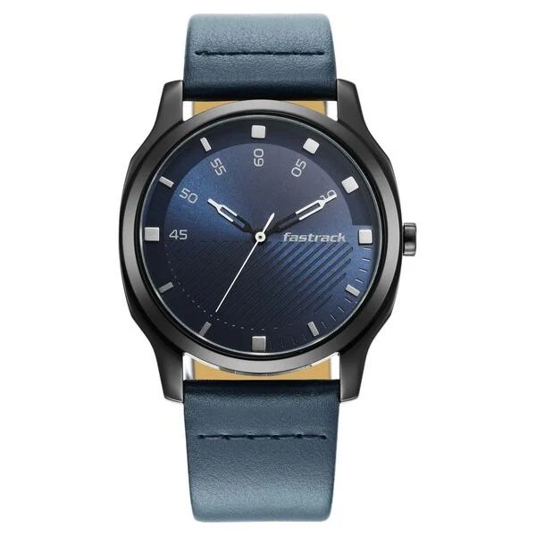3255NL03_3 Fastrack Stunners Quartz Analog Blue Dial Leather Strap Watch for Guys - Image 1