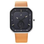 Fastrack After Dark Blue Dial Leather Strap Watch for Guys