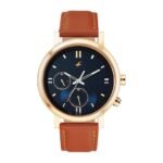Fastrack Tick Tock Quartz Analog Blue dial Leather Strap Watch for Guys
