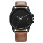 Fastrack Pulse Quartz Analog Black Dial With Tan Leather Strap Watch for Guys