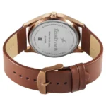 Fastrack Groove Quartz Analog Blue Dial Brown Leather Strap Watch For Guys - Image 4