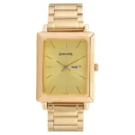 Sonata Quartz Analog with Day and Date Champagne Dial Stainless Steel Strap Watch for Men