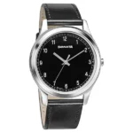 Sonata Quartz Analog Black Dial Leather Strap Watch for Men