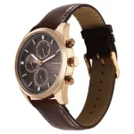 Sonata Magna Quartz Multifunction Brown Dial Rose Gold Leather Strap Watch For Men - Image 2