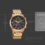 Sonata Magna Quartz Multifunction Black Dial Rose Gold Stainless Steel Strap Watch For Men - Image 3