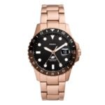 Fossil Blue GMT Rose Gold-Tone Stainless Steel Watch