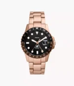 Fossil Blue GMT Rose Gold-Tone Stainless Steel Watch