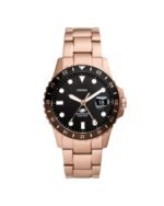 Fossil Blue GMT Rose Gold-Tone Stainless Steel Watch