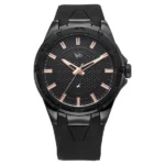 Vyb Challenger By Fastrack Quartz Analog Black Dial Silicone Strap Watch For Guys