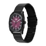 Vyb Drift By Fastrack Quartz Analog Purple Dial Black Stainless Steel Strap Watch For Guys - Image 2