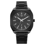 Vyb Aviator By Fastrack Quartz Analog Black Dial Two Toned Stainless Steel Strap Watch For Guys