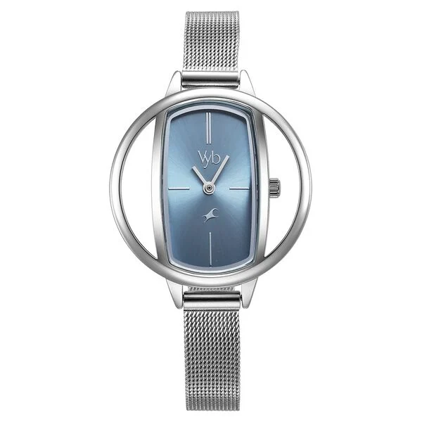 FV30037SM01_1 Fastrack Vyb Charmer Quartz Analog Blue Dial Stainless Steel Strap Watch for Girls - Image 1
