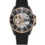 Kenneth Cole Automatic Black Dial Black Silicone Strap Watch For Men