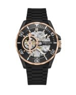 Kenneth Cole Automatic Black Dial Black Silicone Strap Watch For Men