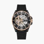 Kenneth Cole Automatic Black Dial Black Silicone Strap Watch For Men