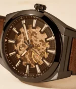Everett Automatic Dark Brown LiteHide™ Leather Watch - Image 5