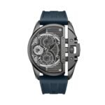 Police Quartz Multifunction Black Dial Blue Silicon Strap Watch For Men