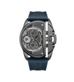 Police Quartz Multifunction Black Dial Blue Silicon Strap Watch For Men
