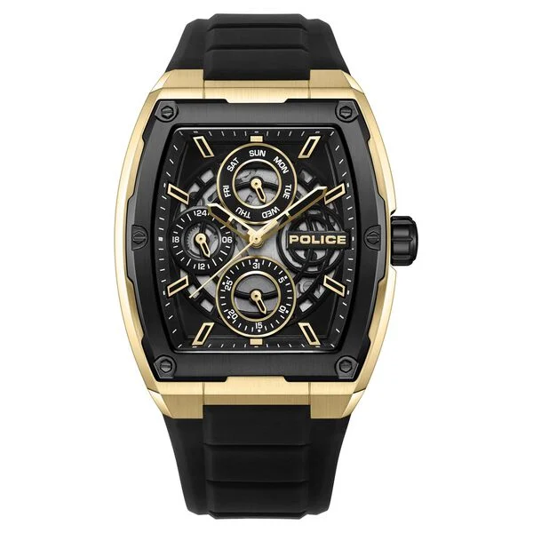 PLPEWJQ0004540_1 Police Quartz Multifunction Black Dial Black Silicone Strap Watch for Men - Image 1