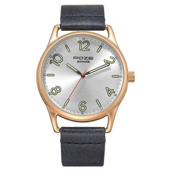 SP70014WL01W_1 Poze by Sonata Quartz Analog Silver Dial PU Leather Strap Watch for Men - Image 1