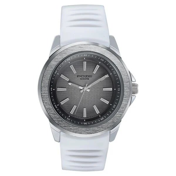 SP70050SP02_2 Sonata Poze Quartz Analog White Dial Plastic Strap Watch For Men - Image 1