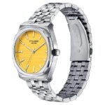 Sonata Poze Quartz Analog Yellow Dial Silver Colour Stainless Steel Strap Watch For Men - Image 2