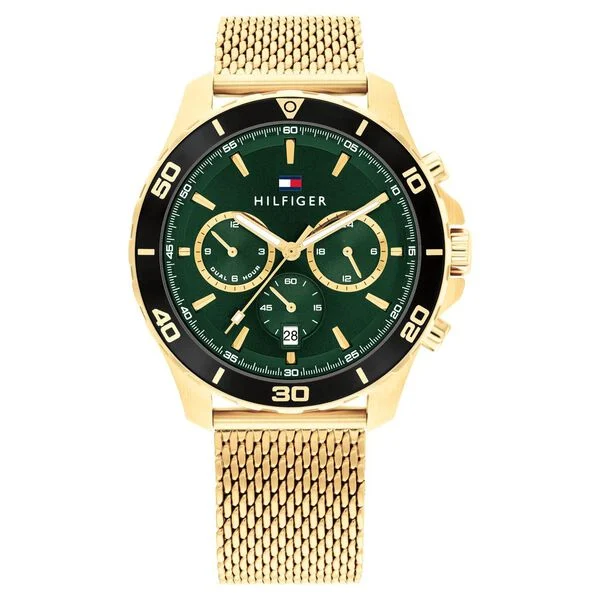 TH1792093_1 Tommy Hilfiger Quartz Multifunction Green Stainless Steel Strap for Men - Image 1