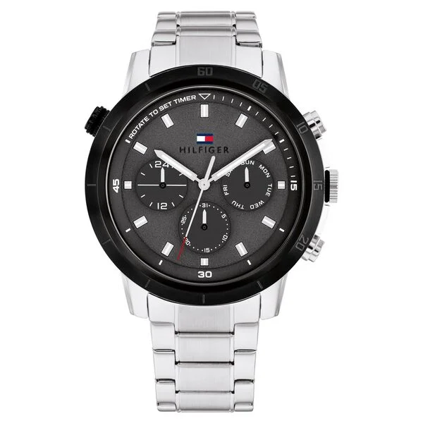TH1792106_1 Tommy Hilfiger Quartz Multifunction Grey Stainless Steel Strap for Men - Image 1