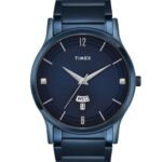 Fashion Men Quartz Blue Dial Analog Stainless Steel Watch TW000R460