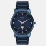 Fashion Men Quartz Blue Dial Analog Stainless Steel Watch TW000R460